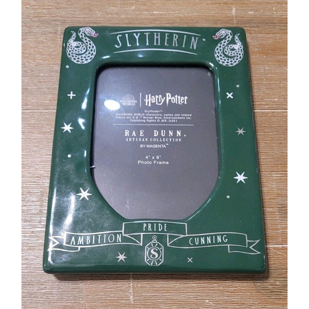Rae Dunn Harry Potter Wizarding World Slytherin Photo Frame 4x6 Ceramic Green